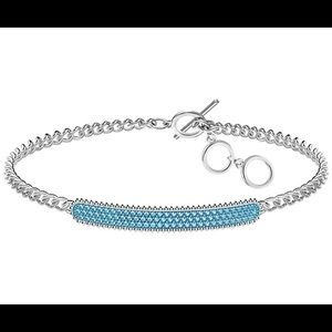 Swarovski Locket Bracelet Silver Aqua Blue Crystals New